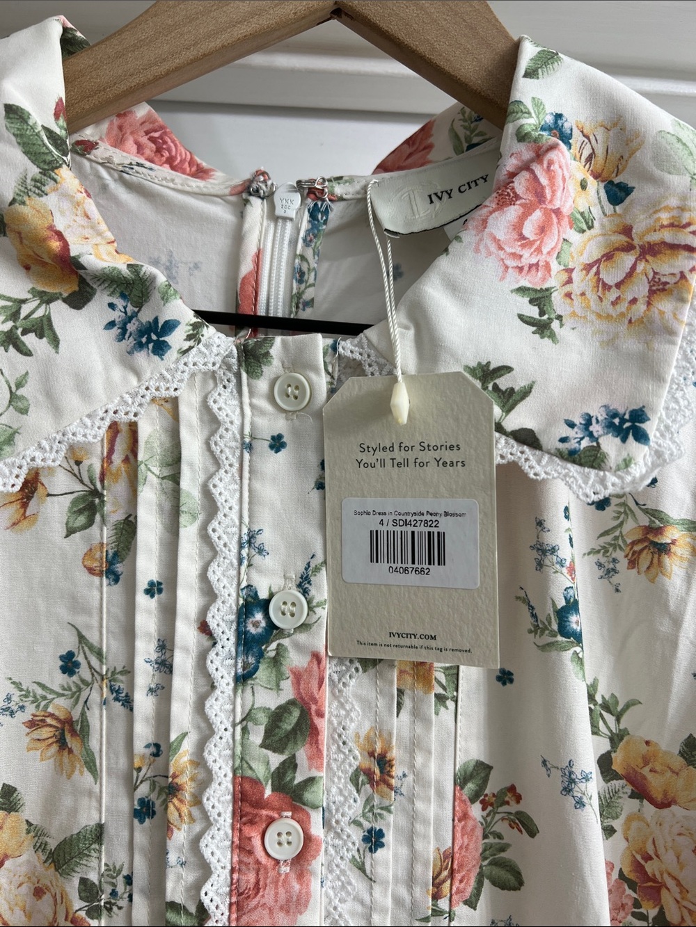 Ivy City Co Cream Floral Midi Dress with Pink & Yellow Roses - Picture 2 of 2